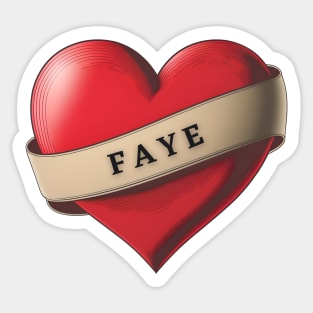 Faye - Lovely Red Heart With a Ribbon Sticker